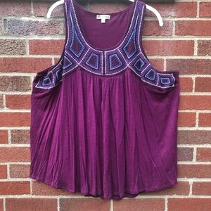 Flowy embroidered sleeveless top